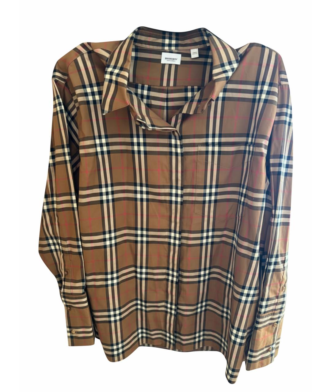 BURBERRY Коричневая хлопко-эластановая рубашка, фото 1