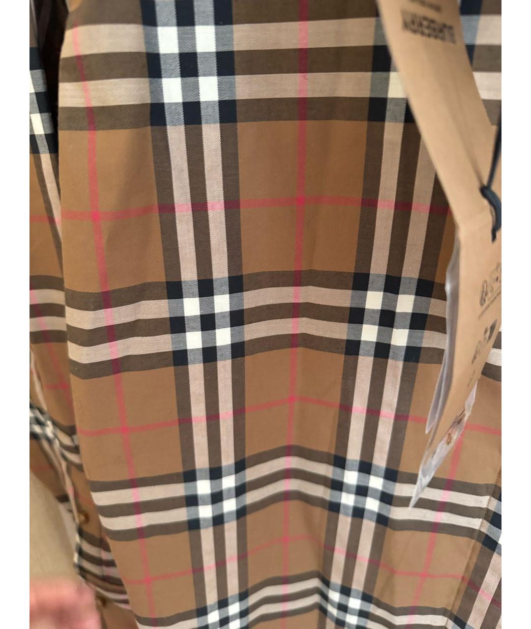 BURBERRY Коричневая хлопко-эластановая рубашка, фото 4