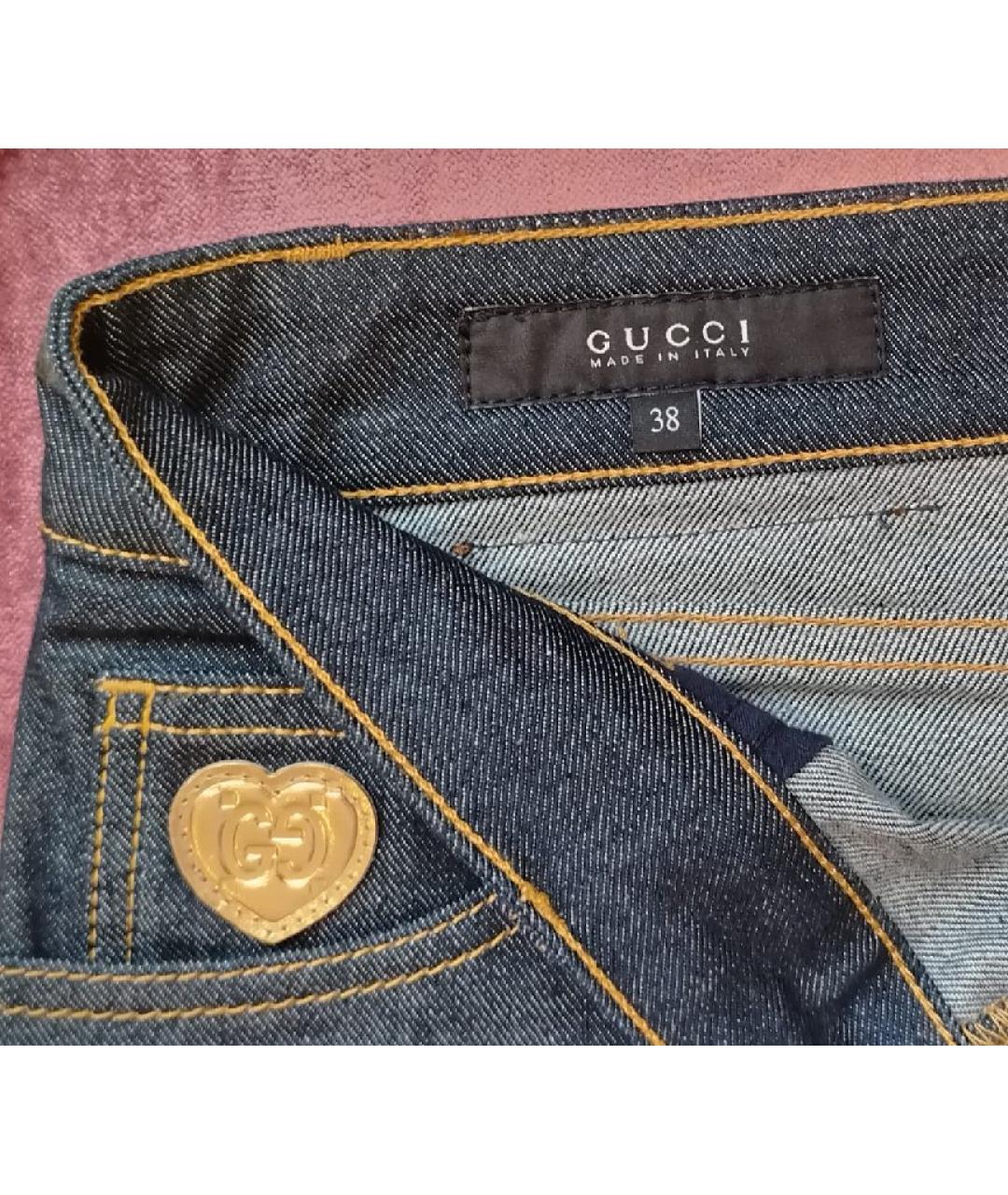 GUCCI Синяя деним юбка мини, фото 3