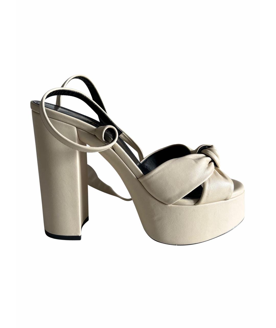 SAINT LAURENT Бежевые кожаные босоножки, фото 1