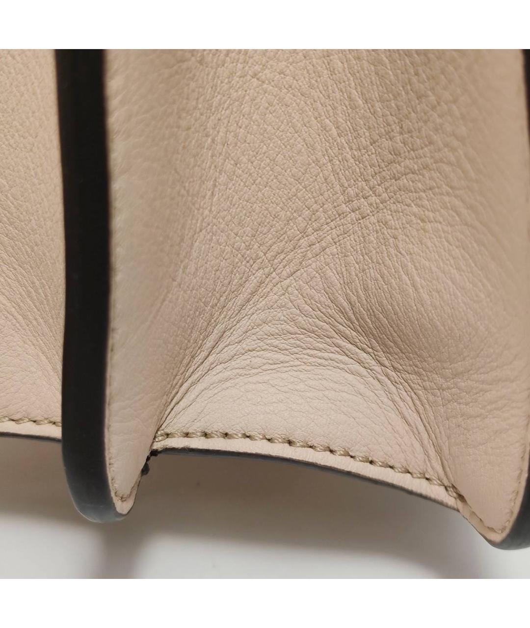 FENDI Бежевая кожаная сумка с короткими ручками, фото 9