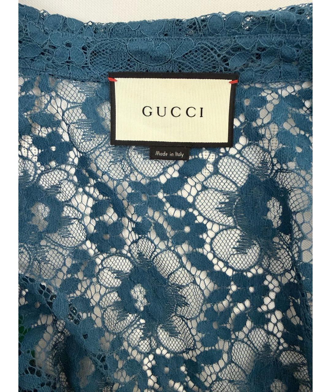 GUCCI Бирюзовая кружевная рубашка, фото 3