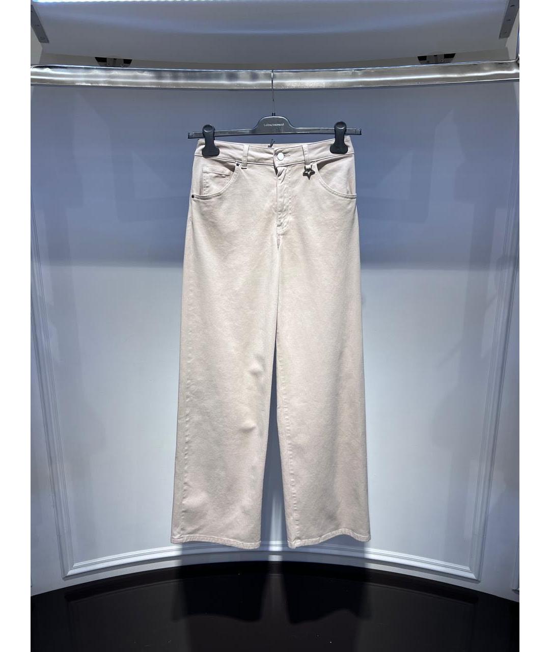 LORENA ANTONIAZZI Бежевые хлопковые прямые джинсы, фото 3