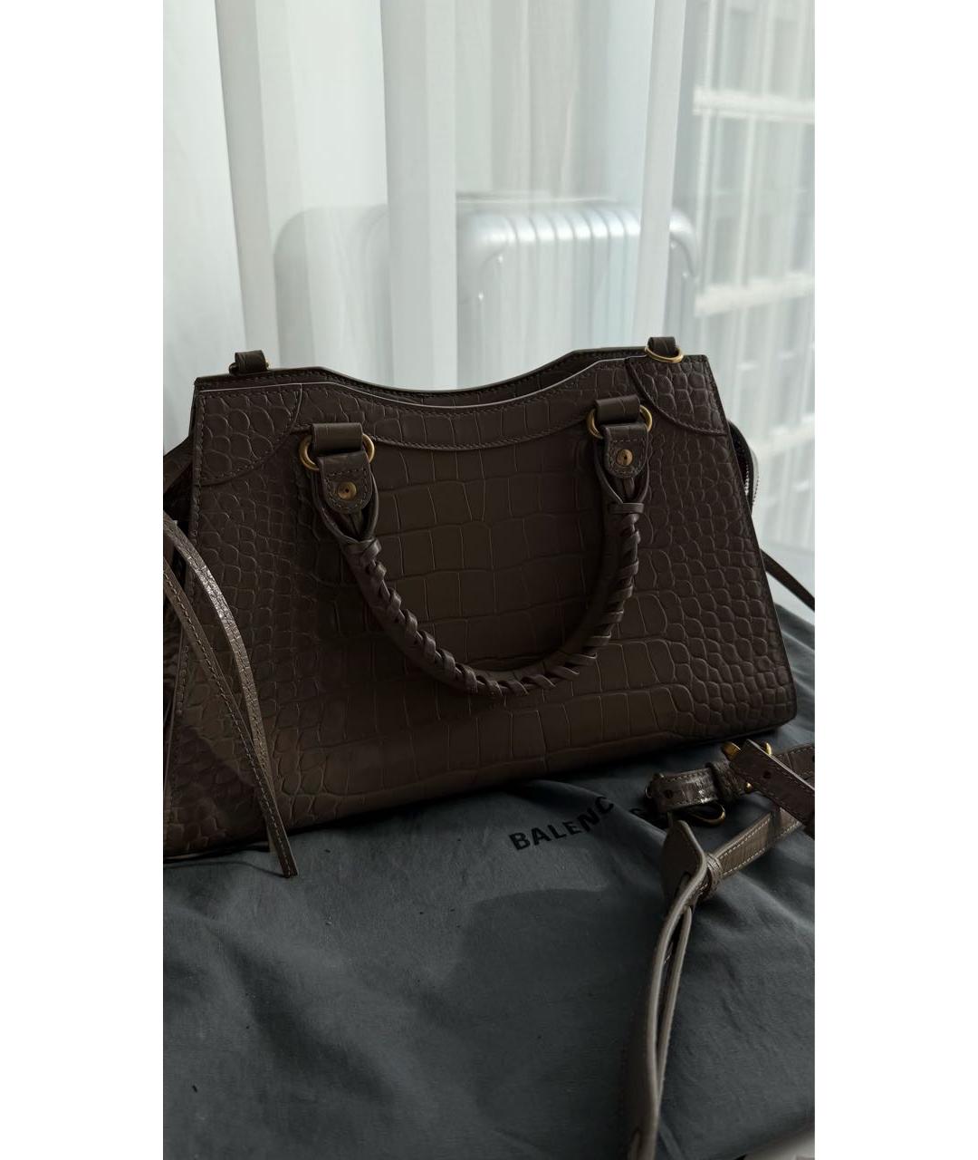 BALENCIAGA Серая кожаная сумка через плечо, фото 3