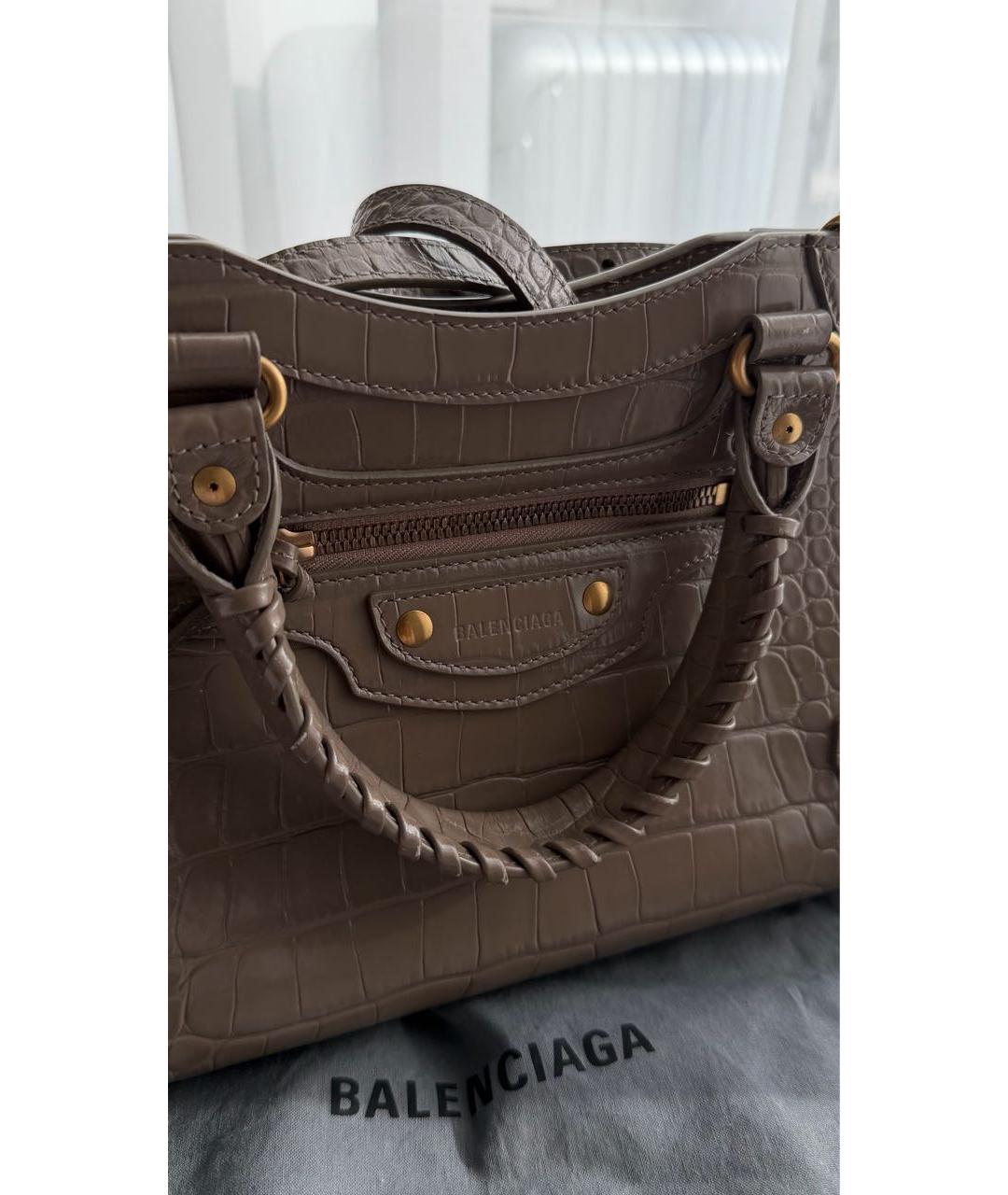 BALENCIAGA Серая кожаная сумка через плечо, фото 2