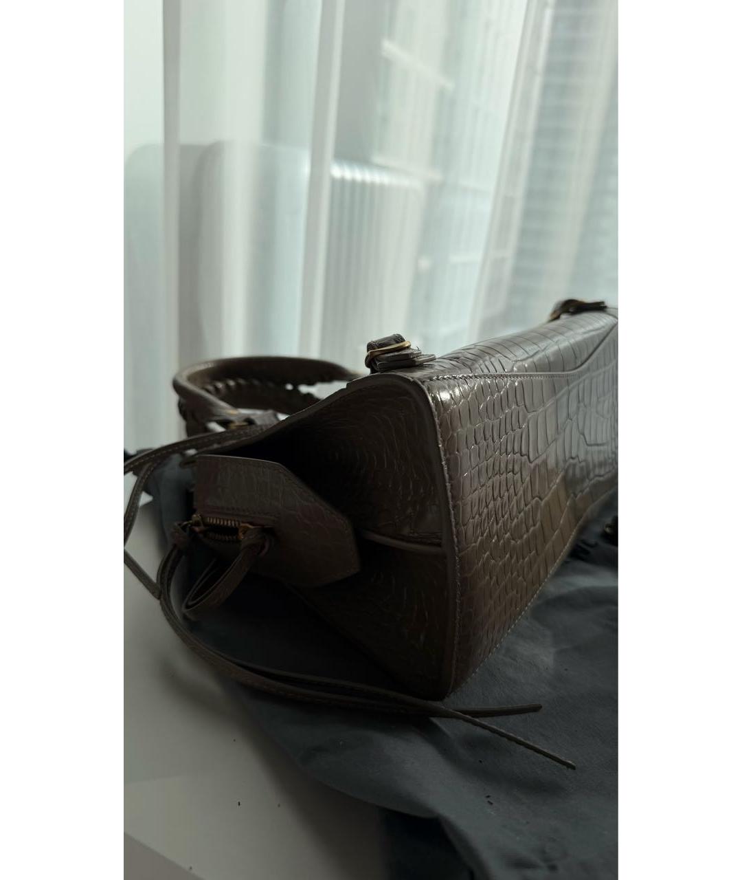 BALENCIAGA Серая кожаная сумка через плечо, фото 7