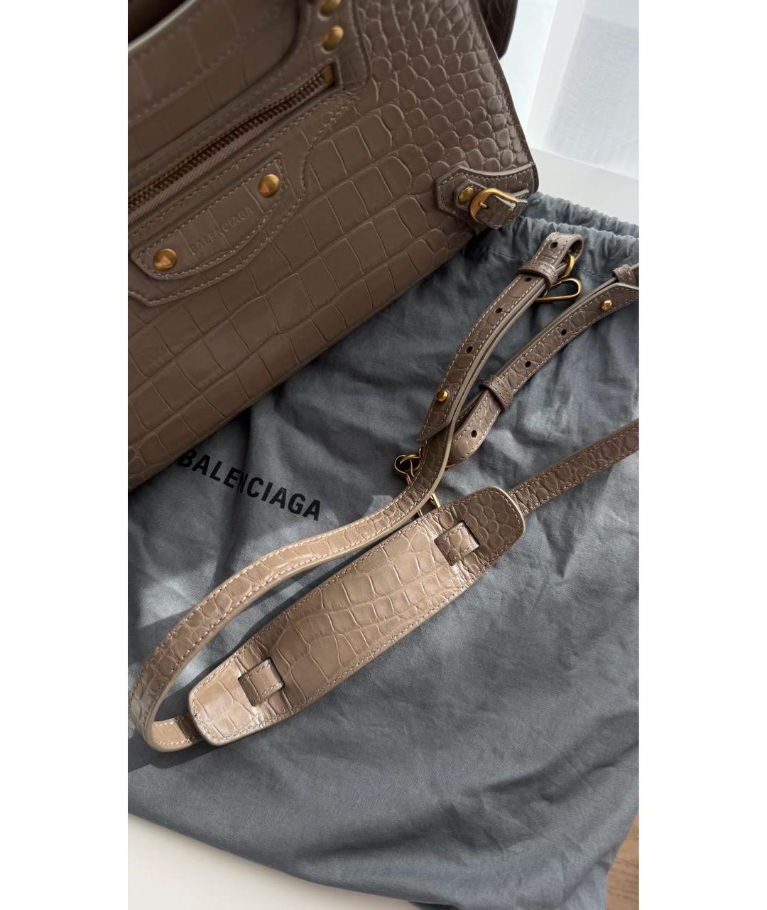 BALENCIAGA Серая кожаная сумка через плечо, фото 8