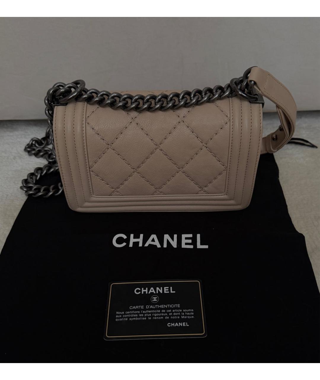 CHANEL Бежевая кожаная сумка через плечо, фото 2
