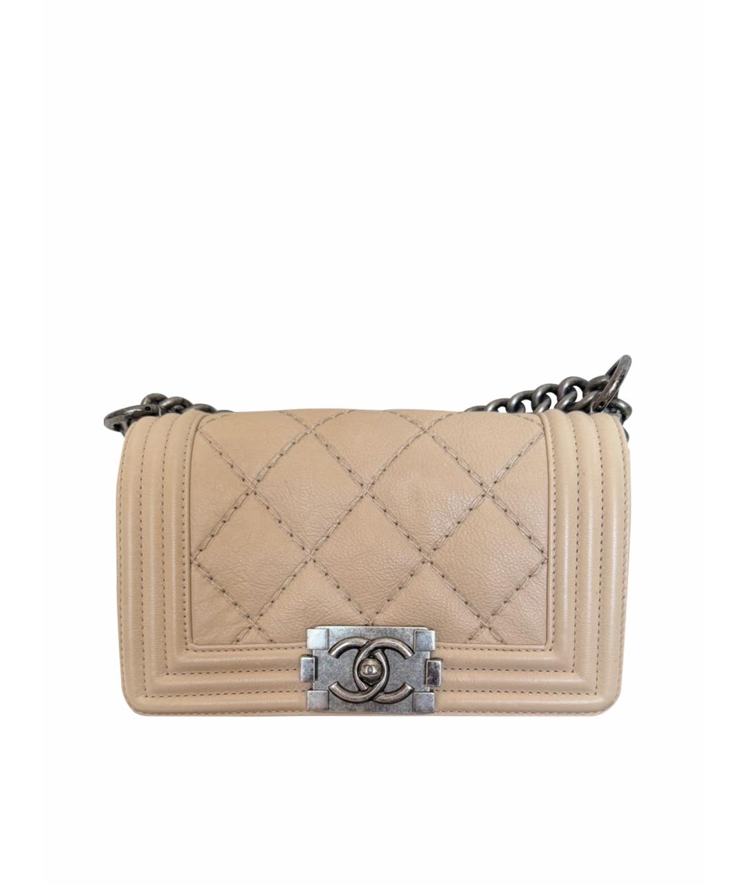 CHANEL Бежевая кожаная сумка через плечо, фото 1
