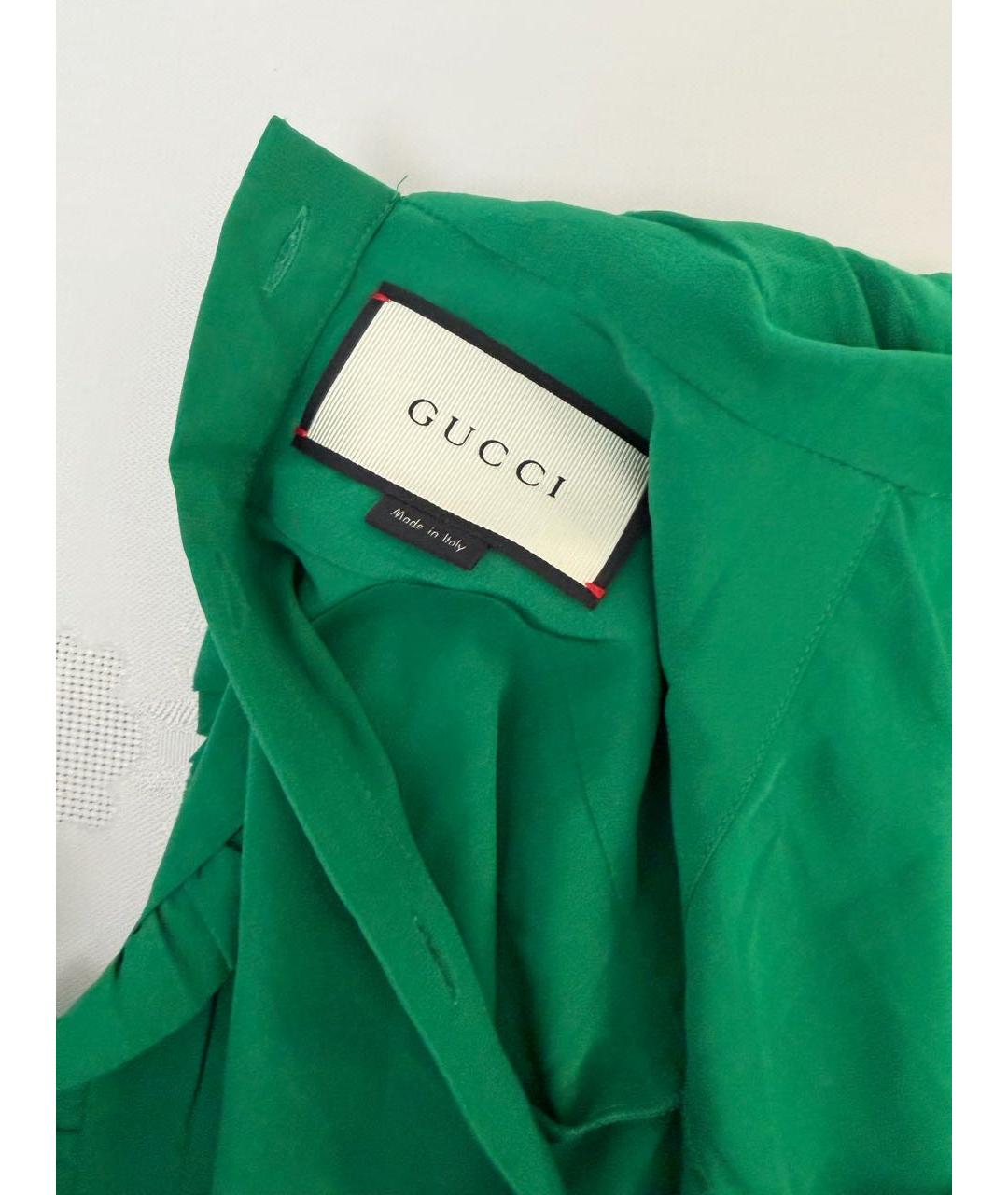 GUCCI Зеленая шелковая блузы, фото 4