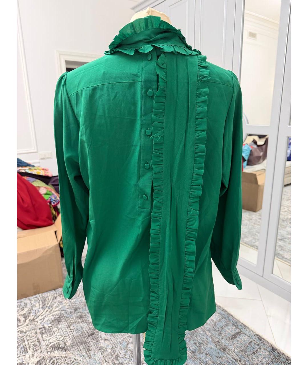 GUCCI Зеленая шелковая блузы, фото 2