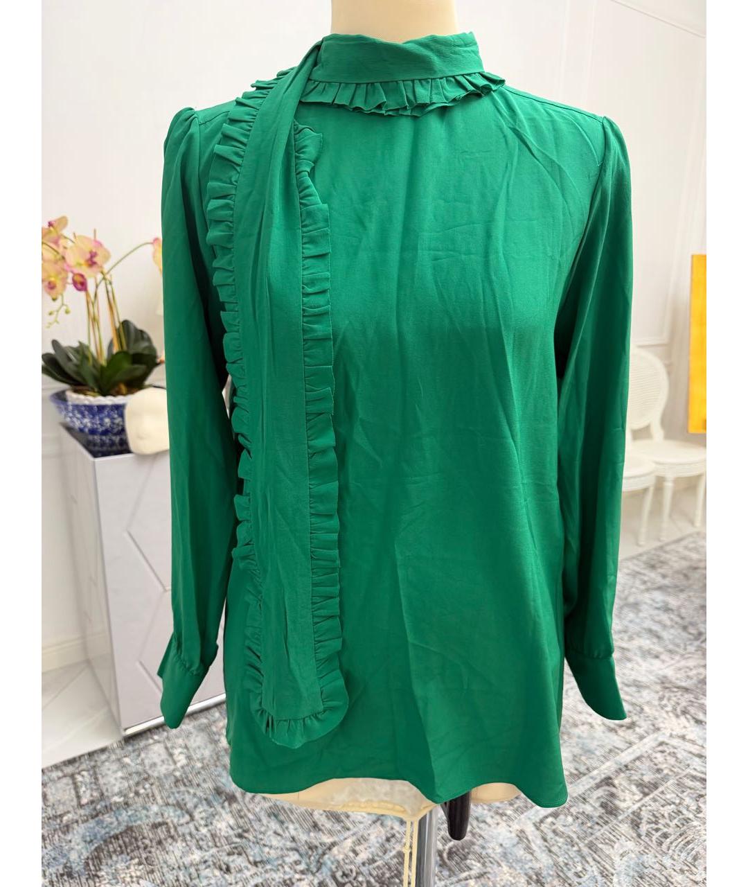 GUCCI Зеленая шелковая блузы, фото 5