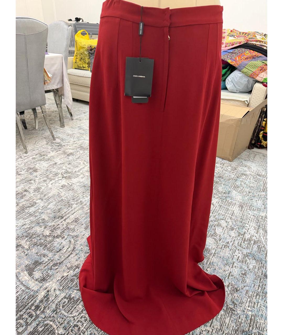 DOLCE&GABBANA Бордовая вискозная юбка макси, фото 2