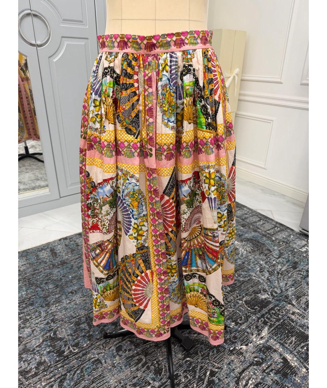 DOLCE&GABBANA Коралловая хлопковая юбка макси, фото 4