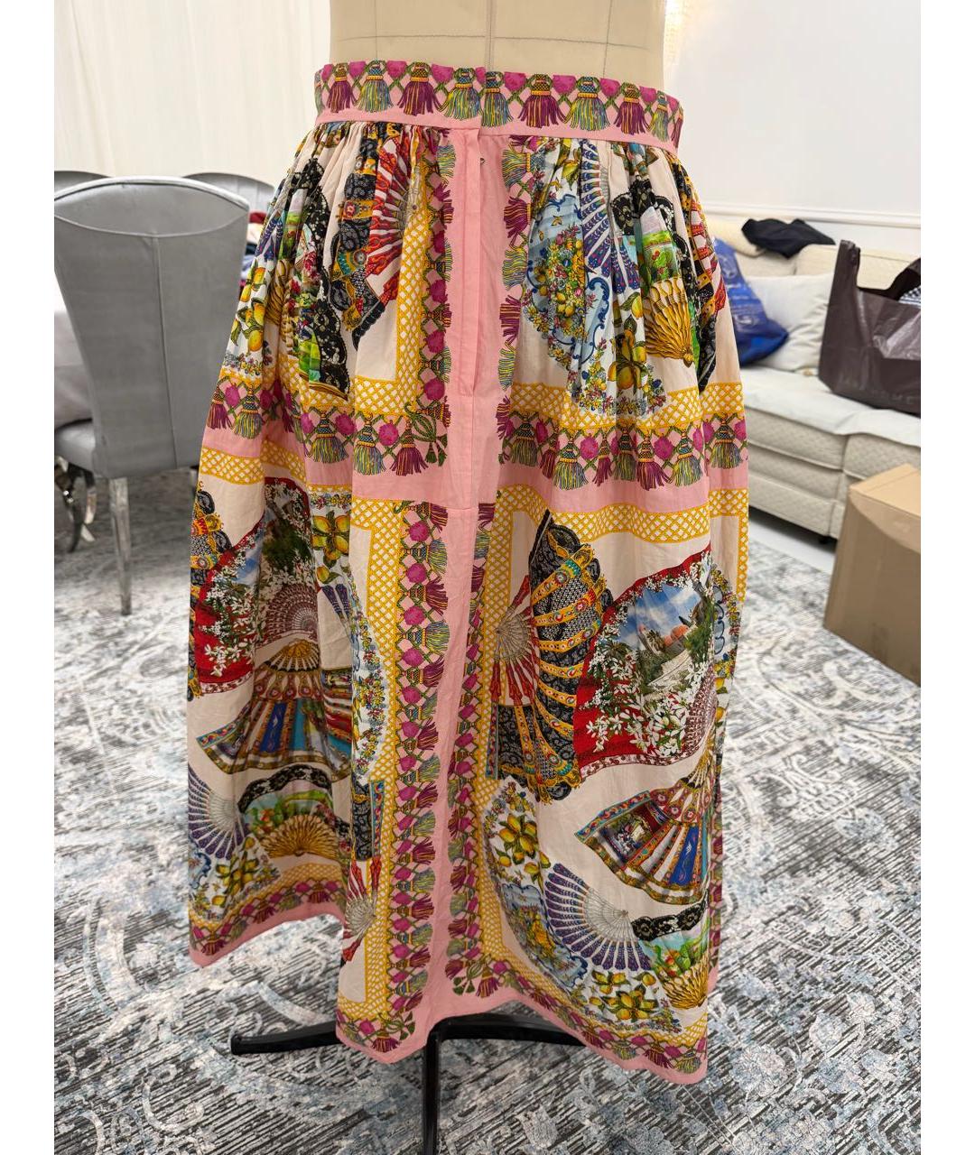 DOLCE&GABBANA Коралловая хлопковая юбка макси, фото 2