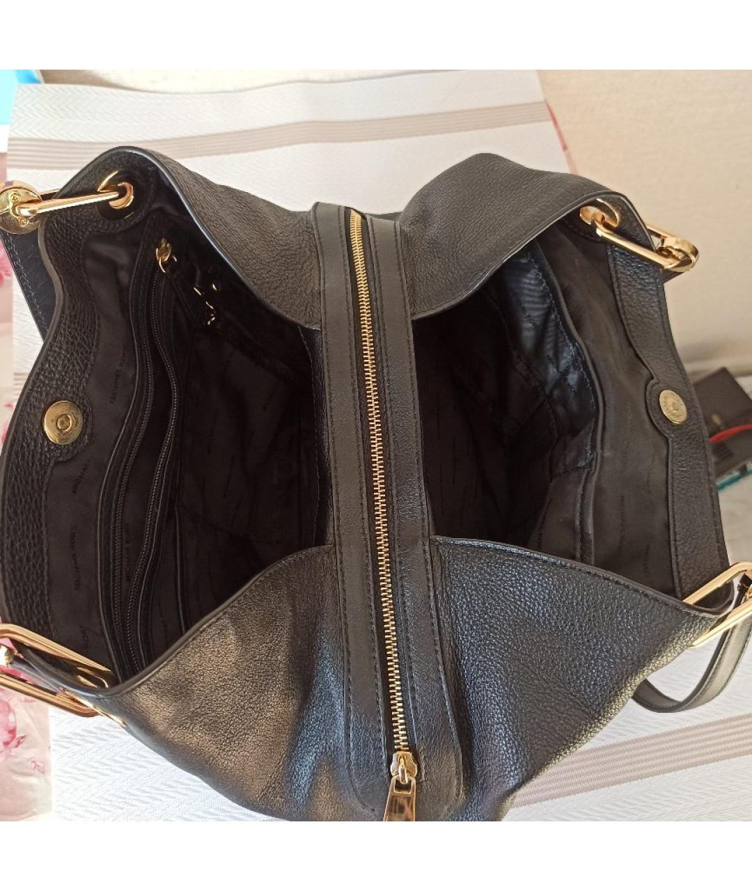 MICHAEL KORS Черная кожаная сумка тоут, фото 4