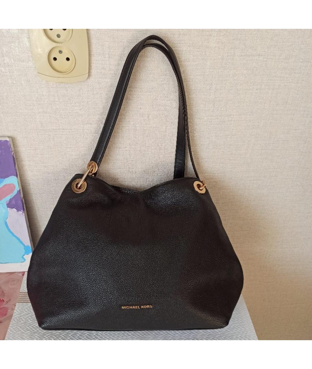 MICHAEL KORS Черная кожаная сумка тоут, фото 10