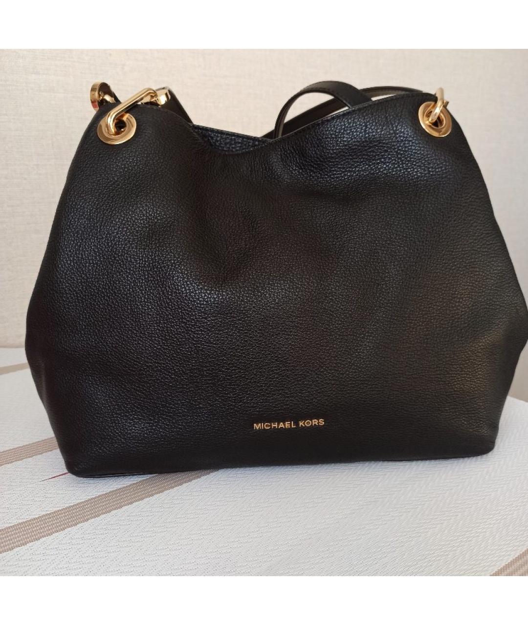 MICHAEL KORS Черная кожаная сумка тоут, фото 8