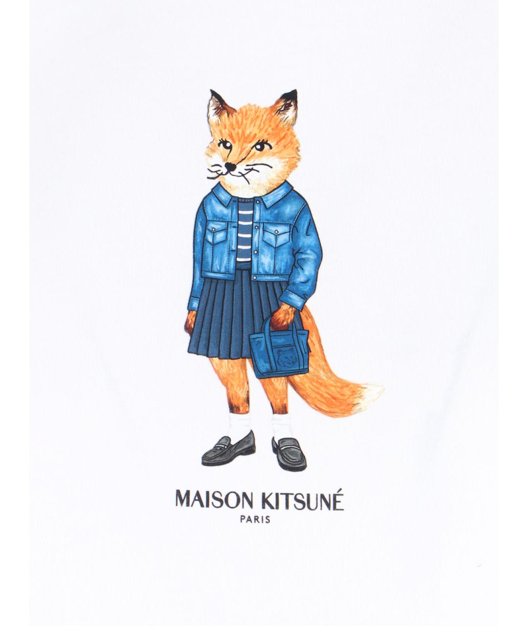 MAISON KITSUNE Белая хлопковая футболка, фото 3