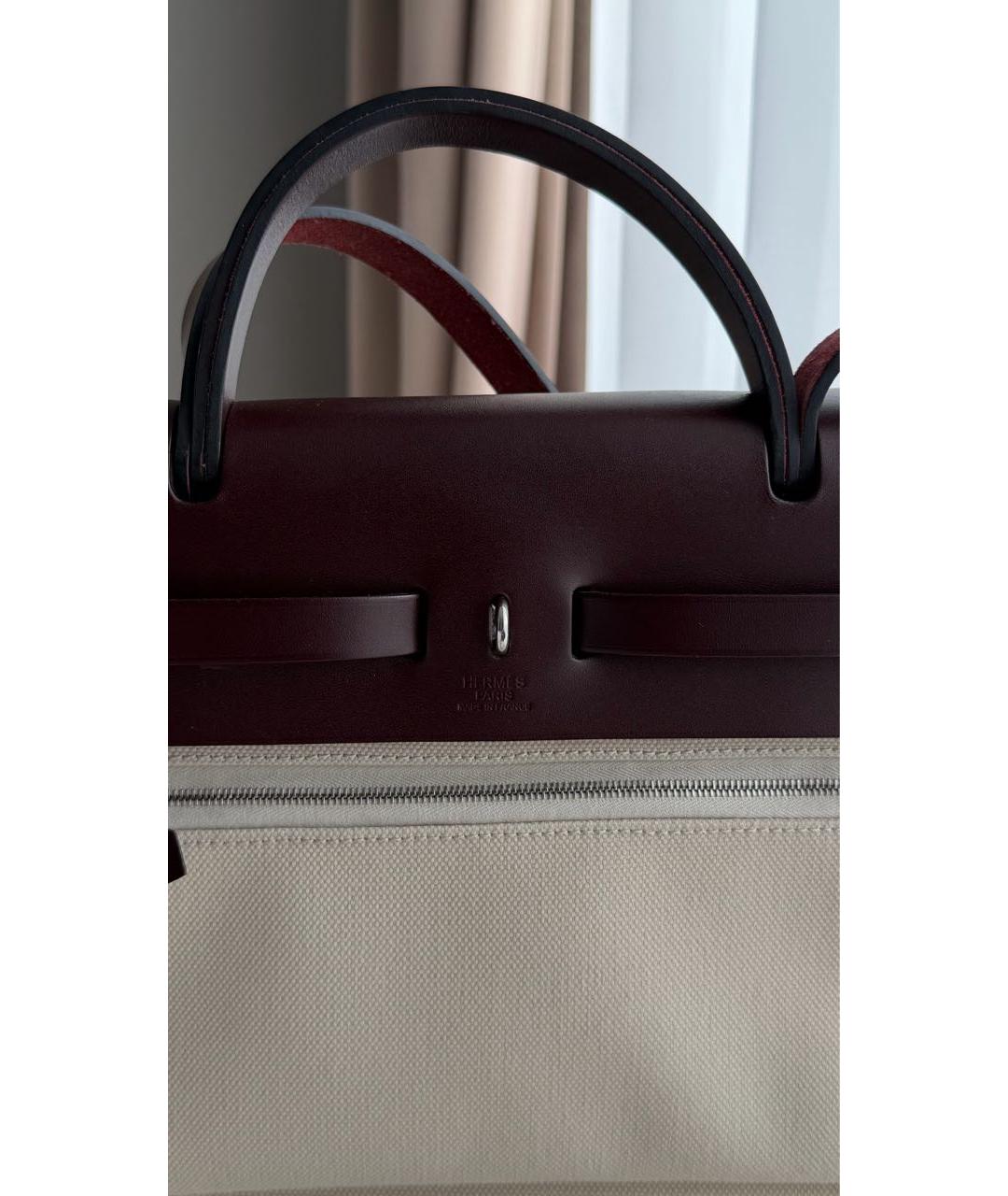 HERMES Бежевая тканевая сумка через плечо, фото 7