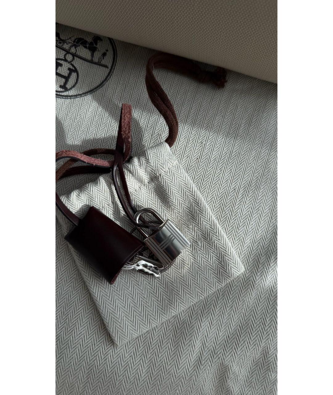 HERMES Бежевая тканевая сумка через плечо, фото 9