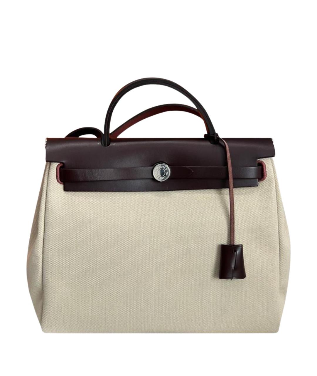 HERMES Бежевая тканевая сумка через плечо, фото 1