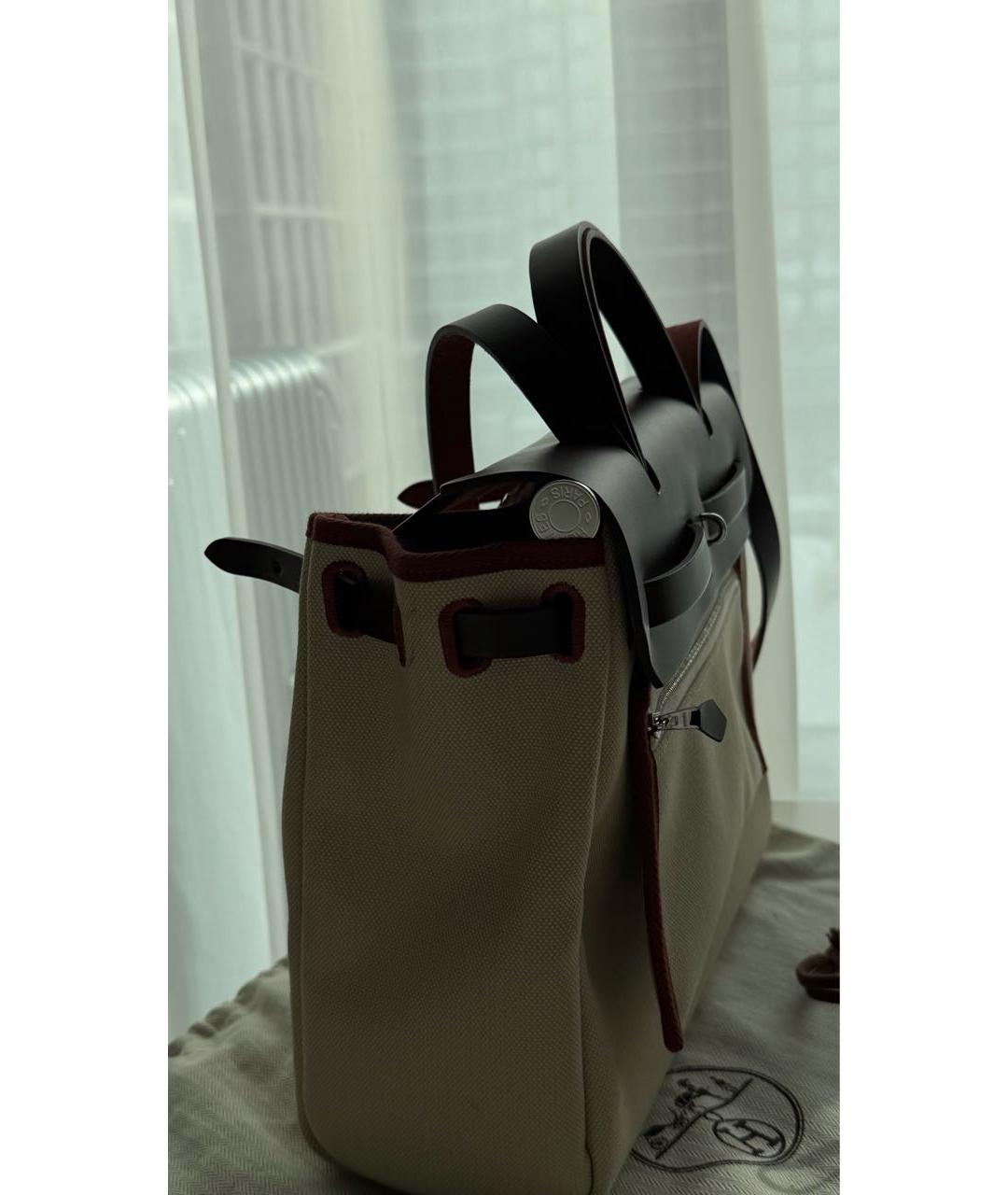 HERMES Бежевая тканевая сумка через плечо, фото 6