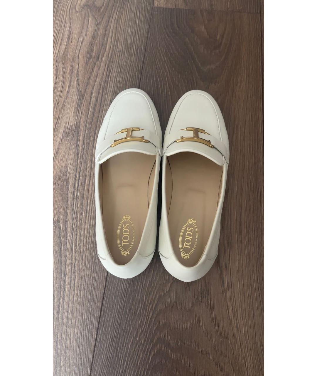 TOD'S Белые кожаные лоферы, фото 3