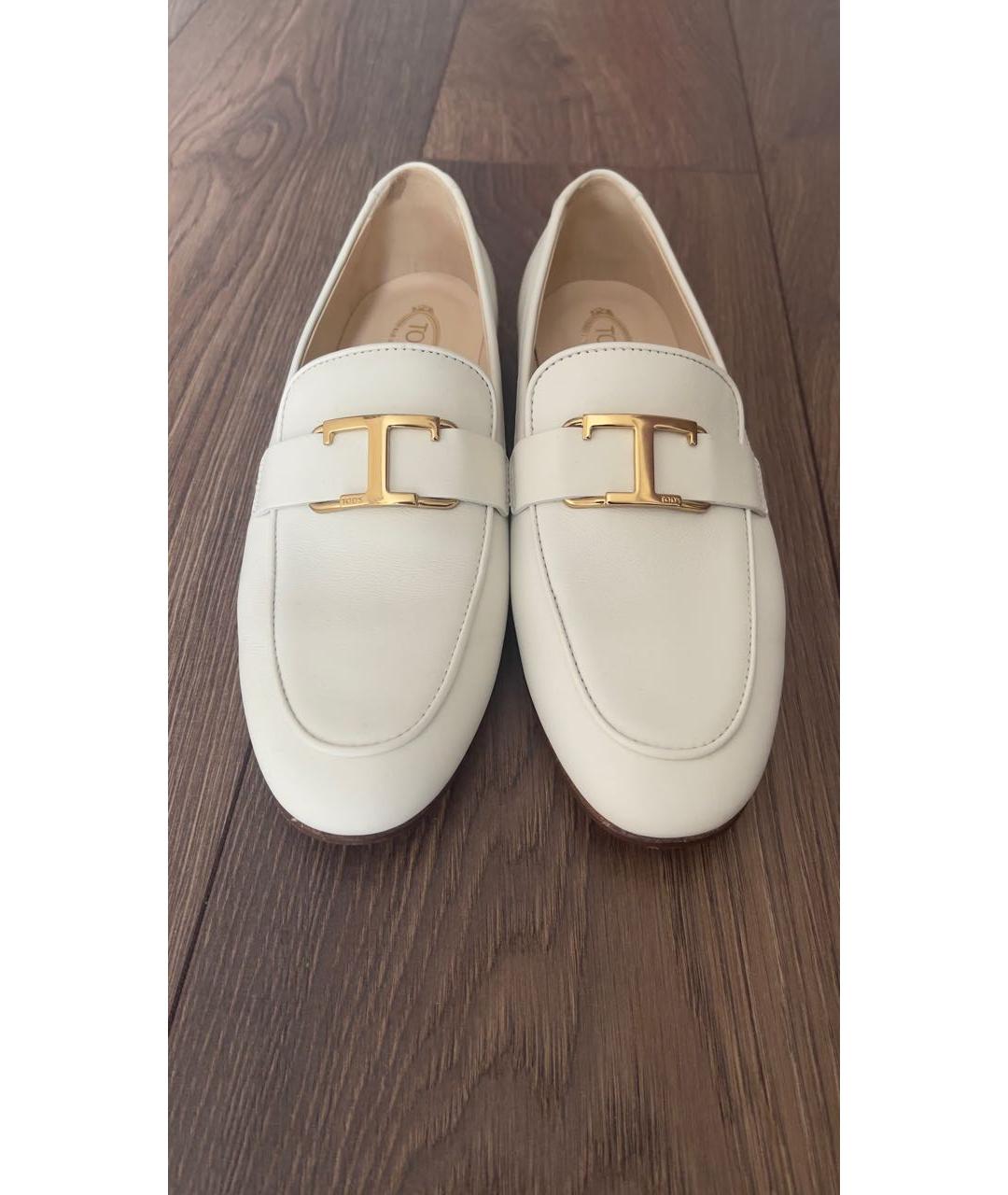 TOD'S Белые кожаные лоферы, фото 2