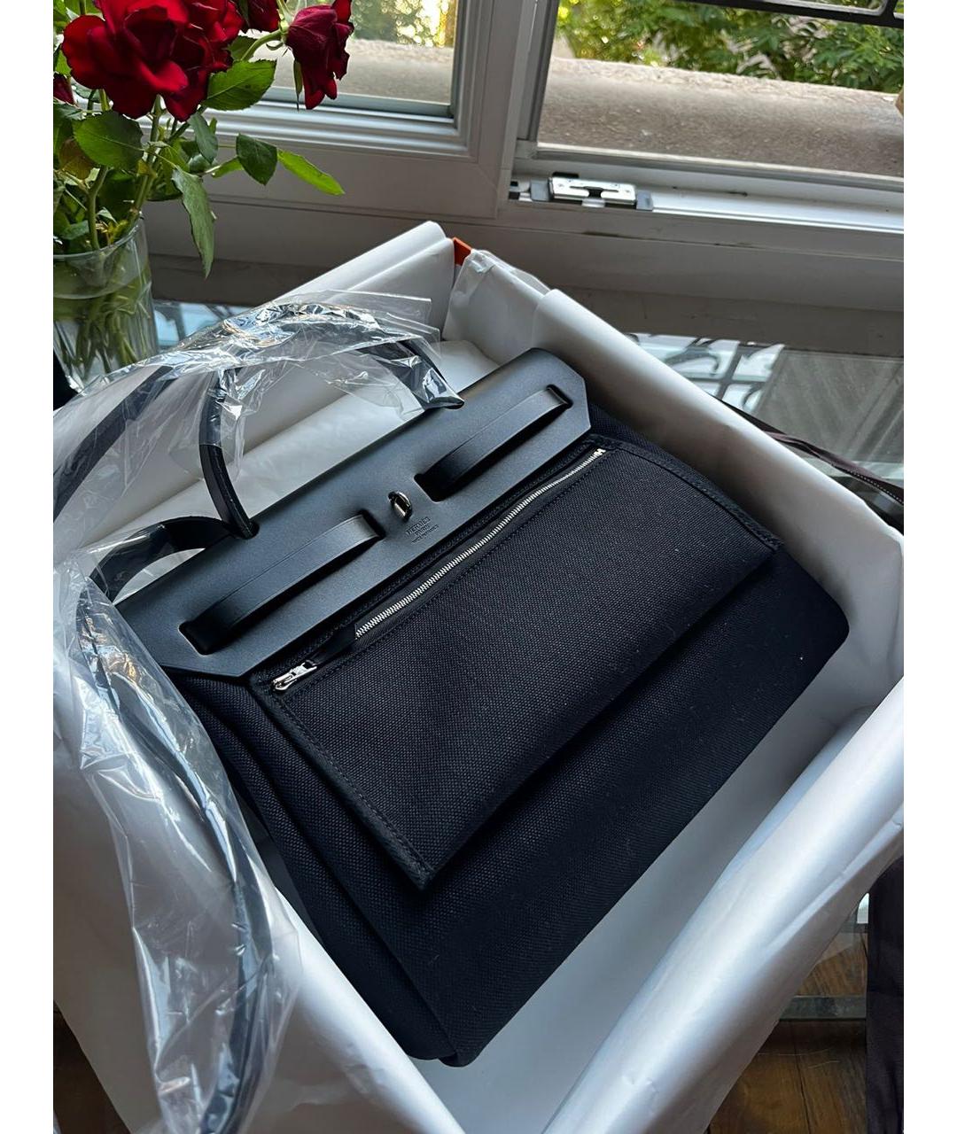 HERMES Черная тканевая сумка через плечо, фото 4