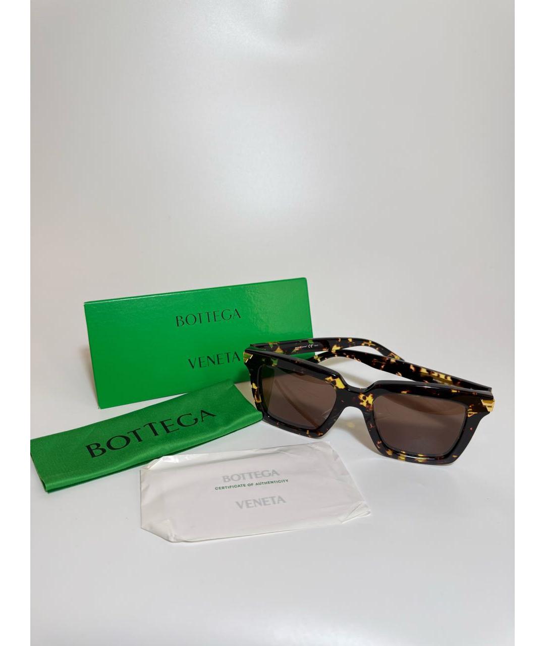 BOTTEGA VENETA Коричневые пластиковые солнцезащитные очки, фото 4