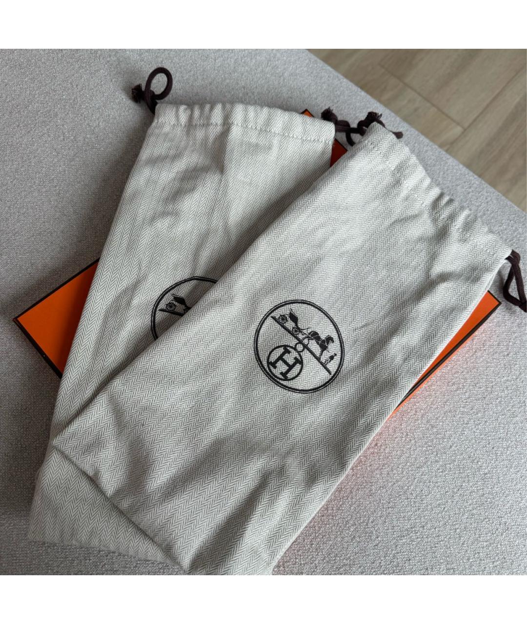 HERMES Коричневые кожаные шлепанцы, фото 6