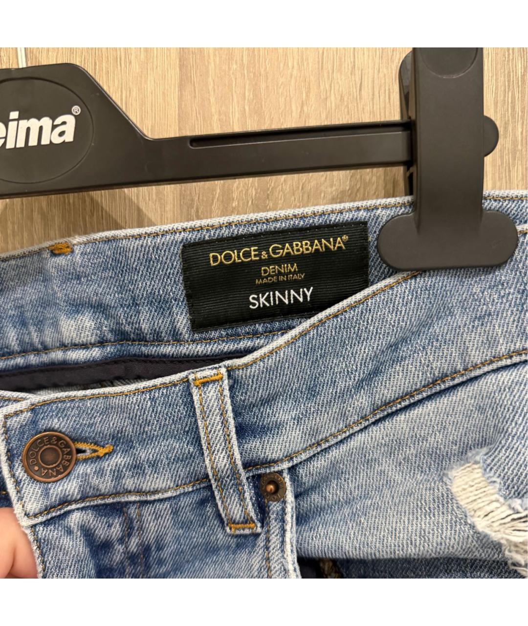 DOLCE&GABBANA Голубые хлопко-эластановые джинсы скинни, фото 4