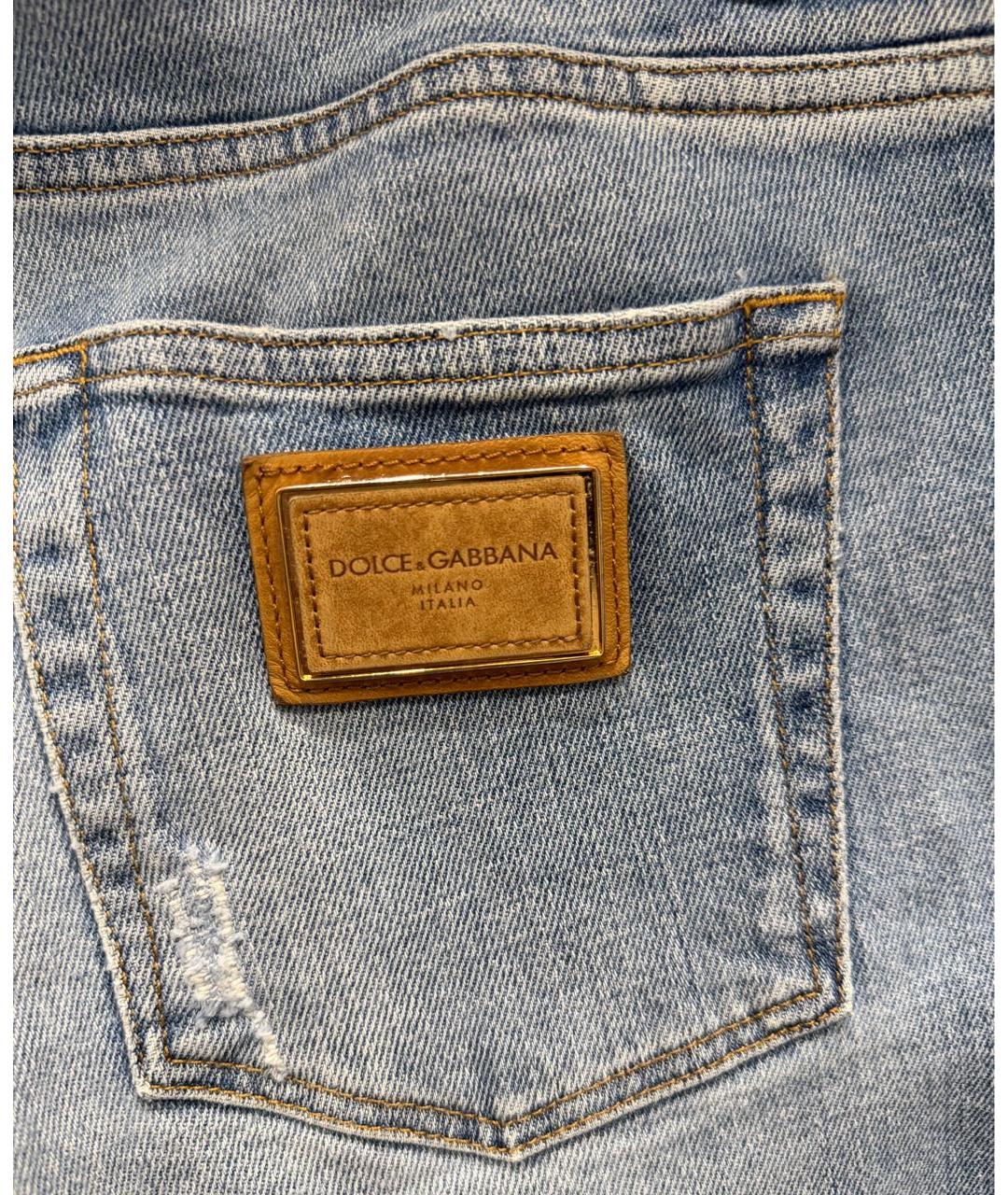 DOLCE&GABBANA Голубые хлопко-эластановые джинсы скинни, фото 3