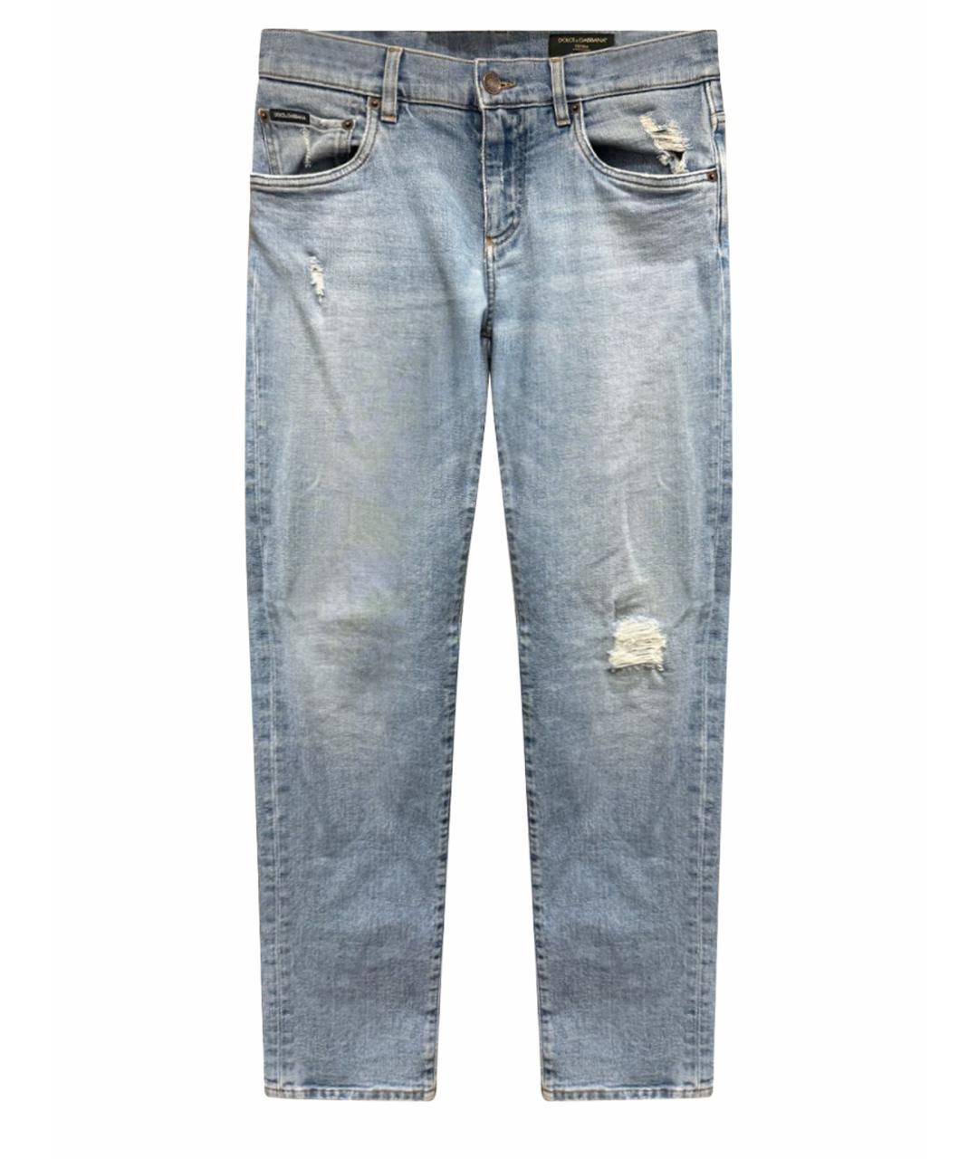 DOLCE&GABBANA Голубые хлопко-эластановые джинсы скинни, фото 1