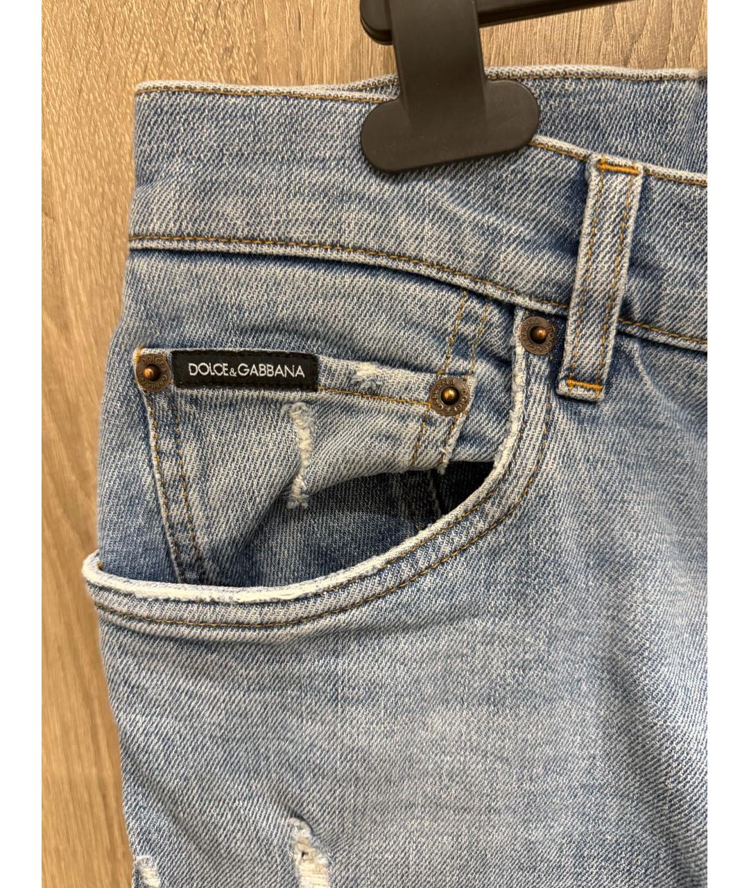 DOLCE&GABBANA Голубые хлопко-эластановые джинсы скинни, фото 2