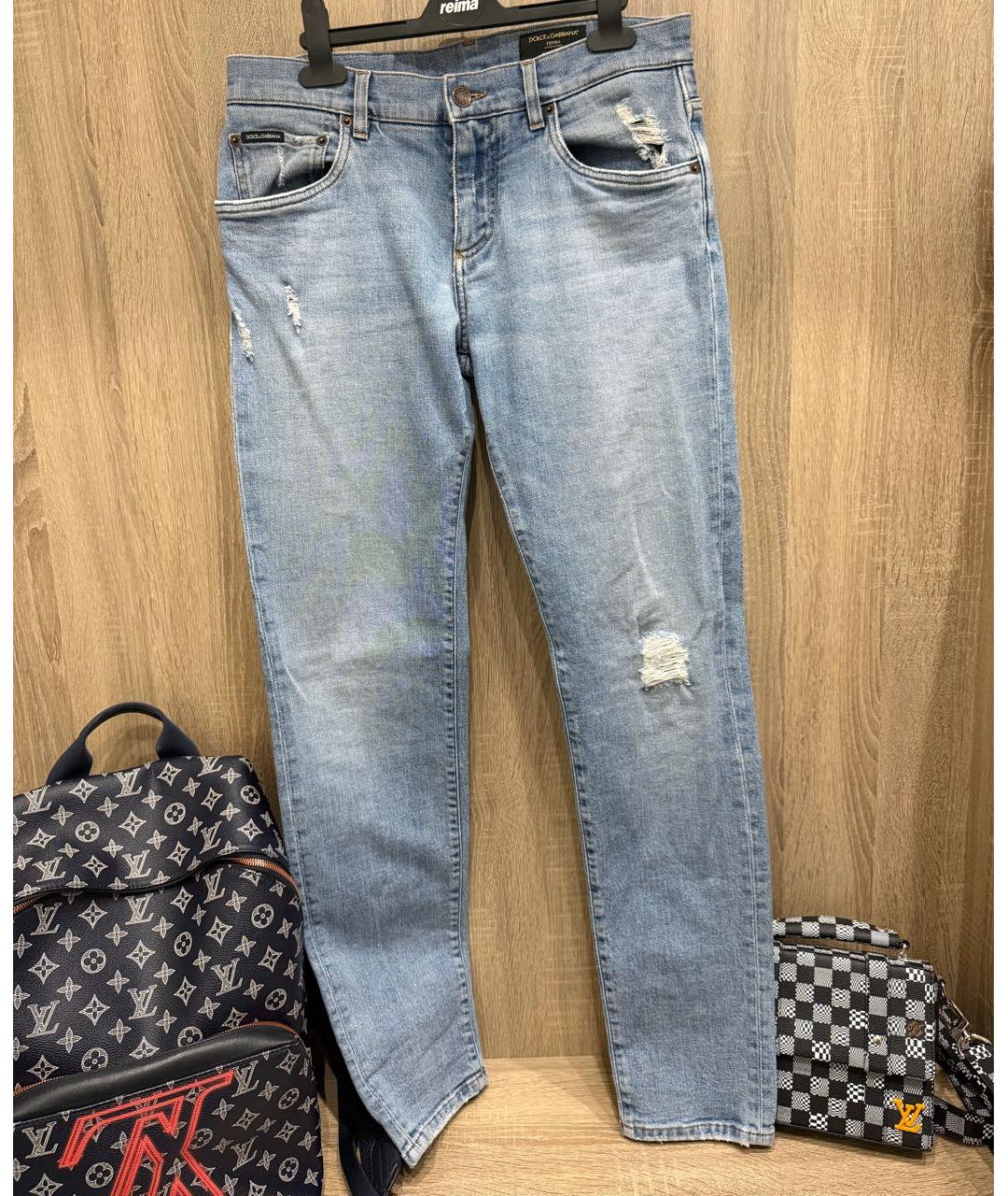 DOLCE&GABBANA Голубые хлопко-эластановые джинсы скинни, фото 5