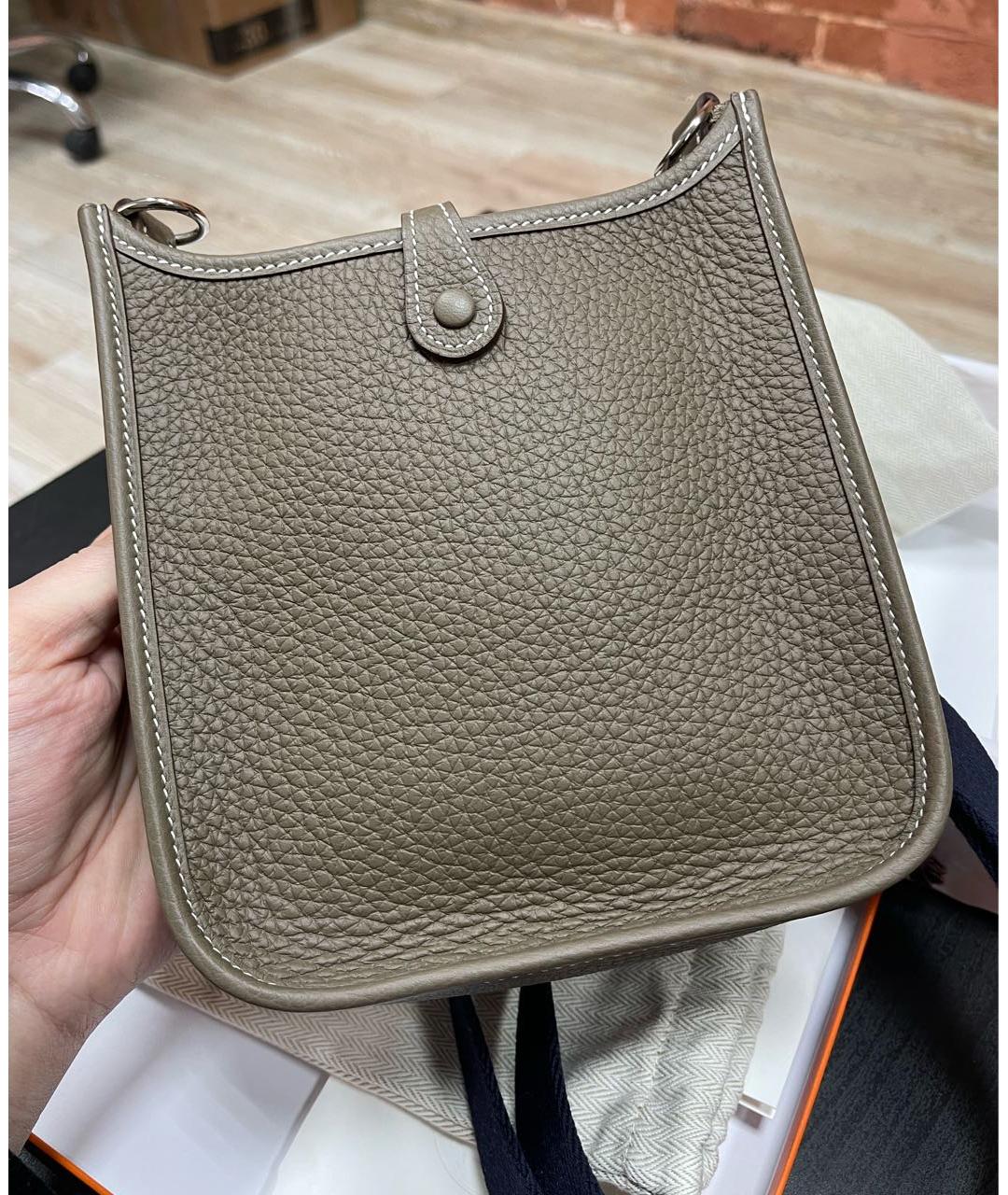 HERMES Хаки кожаная сумка через плечо, фото 2