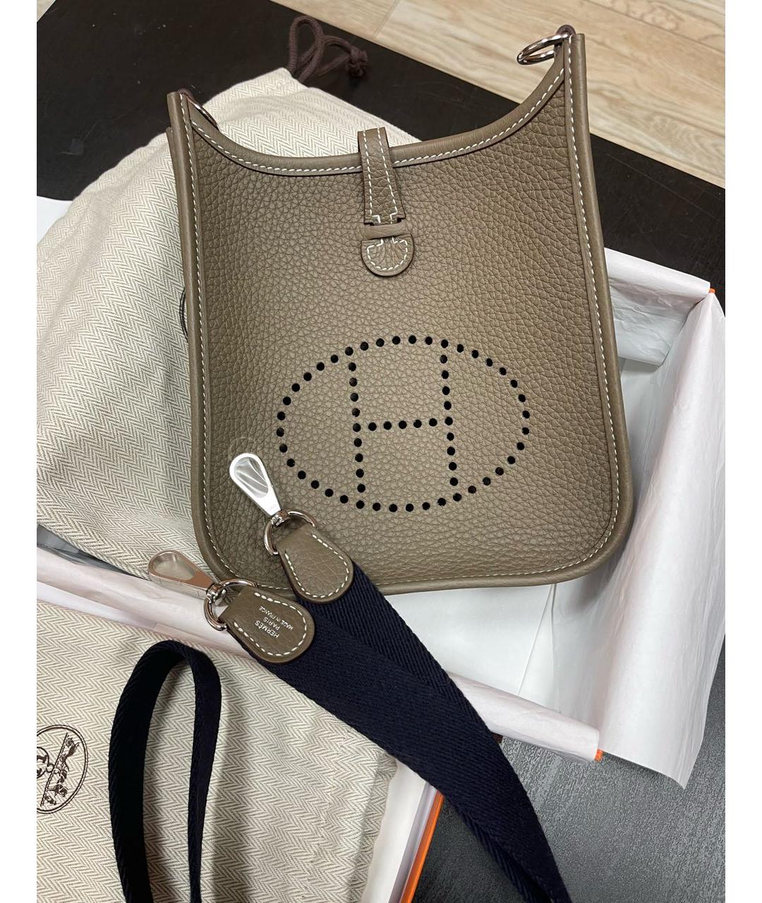 HERMES Хаки кожаная сумка через плечо, фото 4