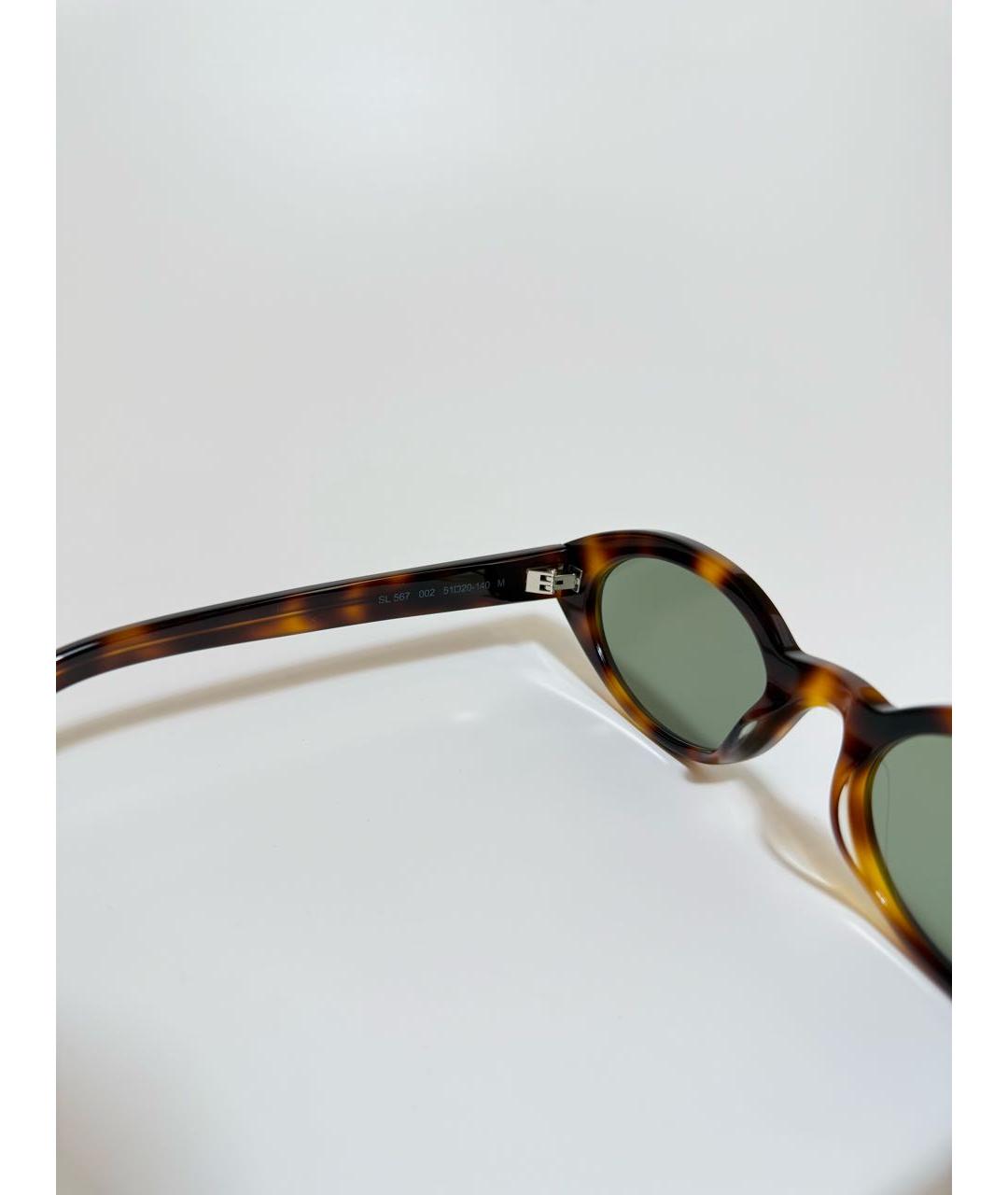 SAINT LAURENT Коричневые пластиковые солнцезащитные очки, фото 3