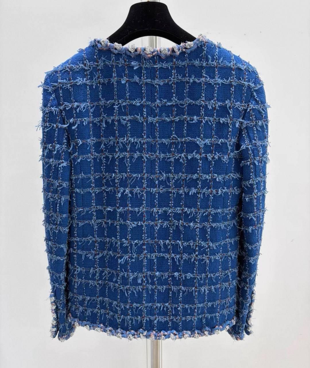 CHANEL Синий твидовый жакет/пиджак, фото 2