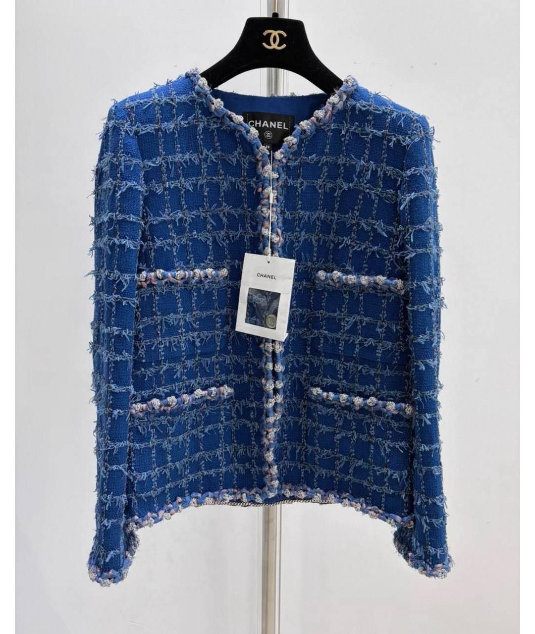 CHANEL Синий твидовый жакет/пиджак, фото 1