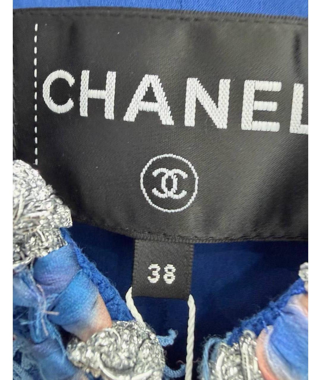 CHANEL Синий твидовый жакет/пиджак, фото 4