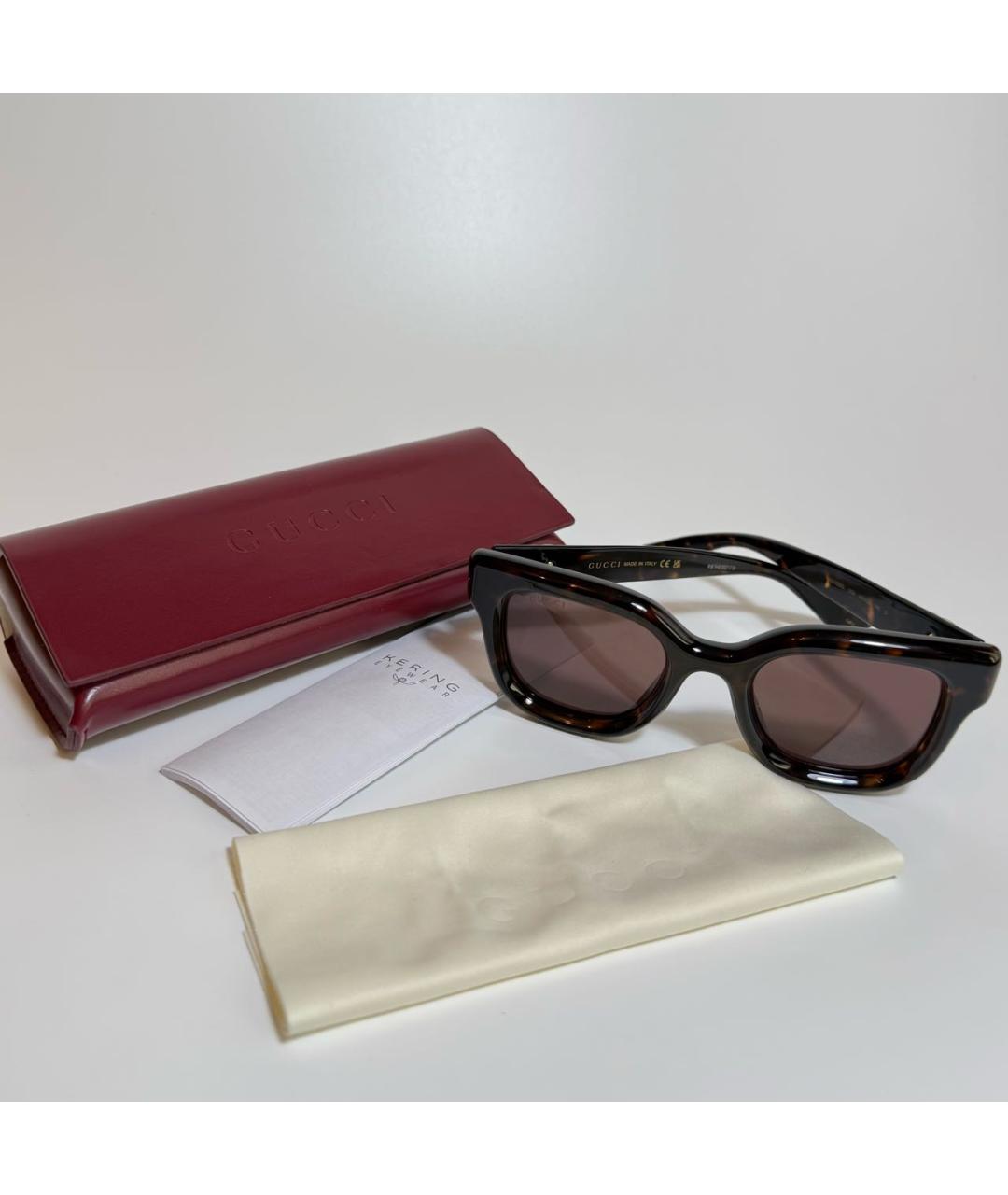 GUCCI Коричневые пластиковые солнцезащитные очки, фото 4