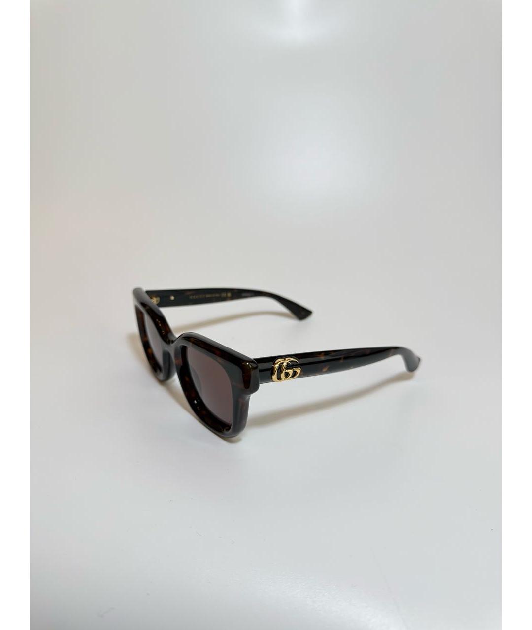 GUCCI Коричневые пластиковые солнцезащитные очки, фото 2