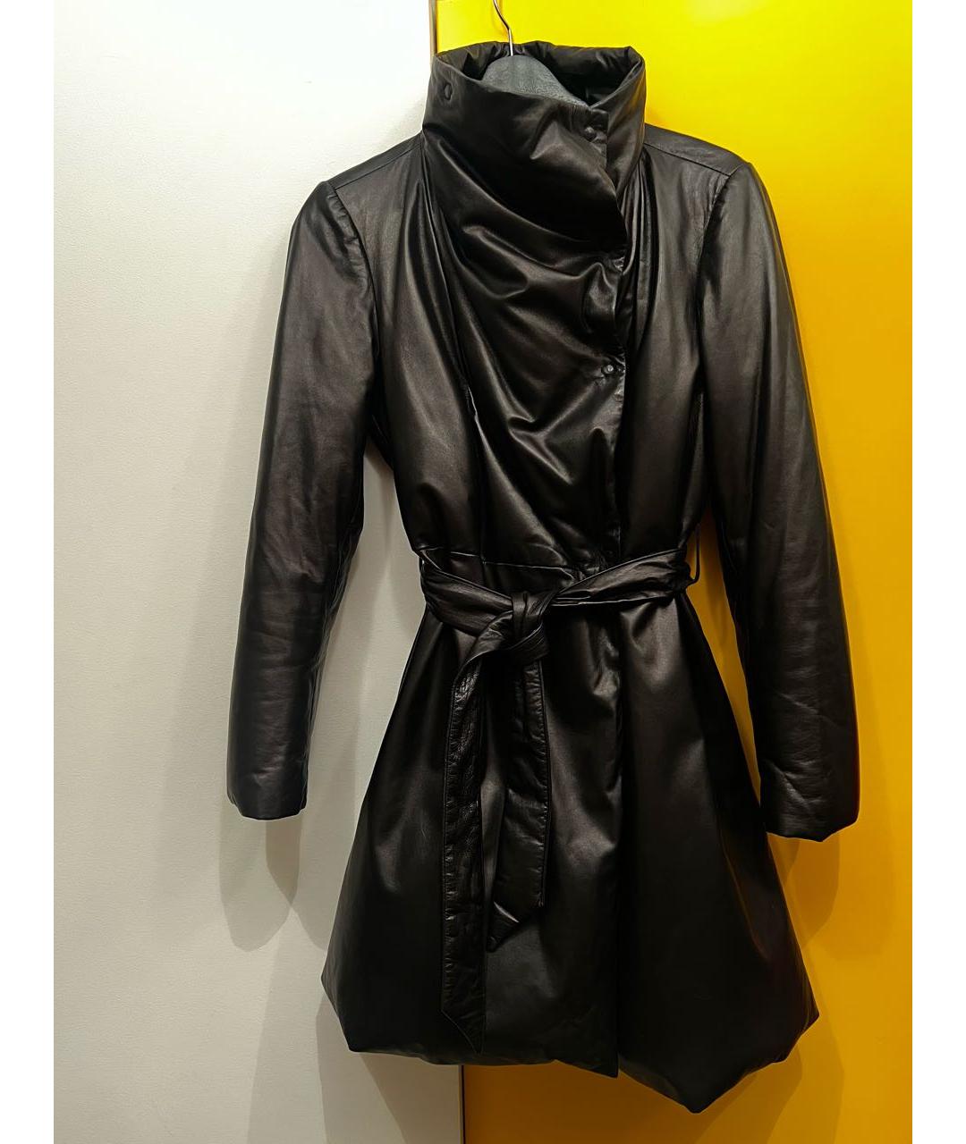 EMPORIO ARMANI Черный кожаный пуховик, фото 9