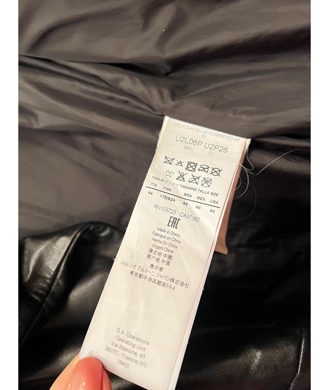 EMPORIO ARMANI Черный кожаный пуховик, фото 7
