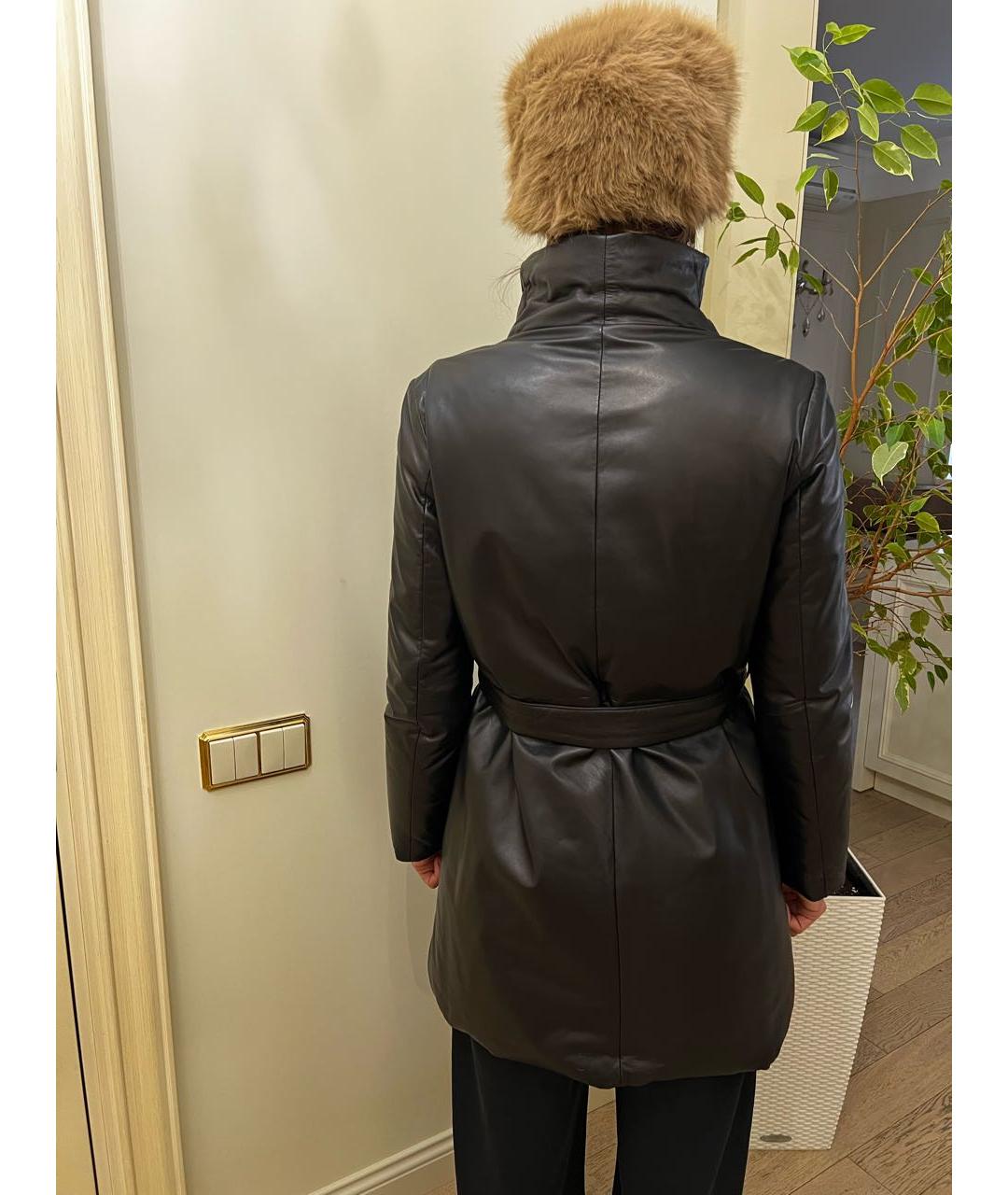 EMPORIO ARMANI Черный кожаный пуховик, фото 4