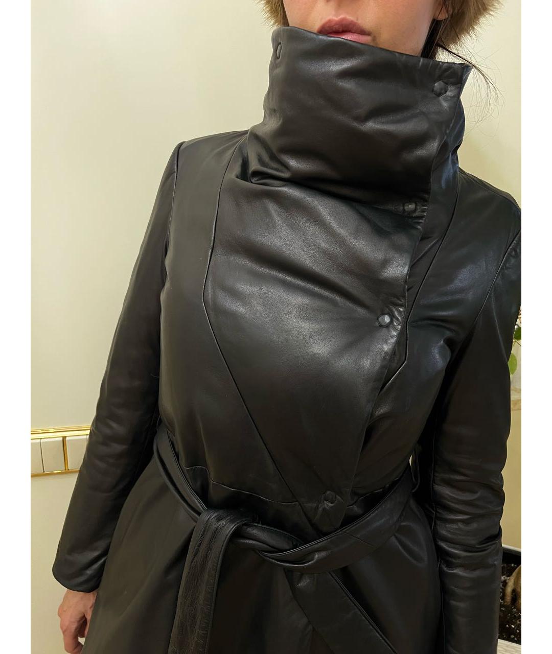 EMPORIO ARMANI Черный кожаный пуховик, фото 5