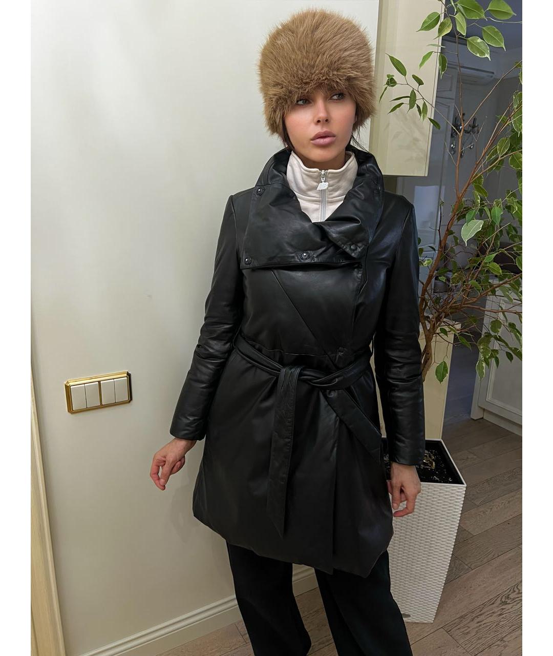 EMPORIO ARMANI Черный кожаный пуховик, фото 3